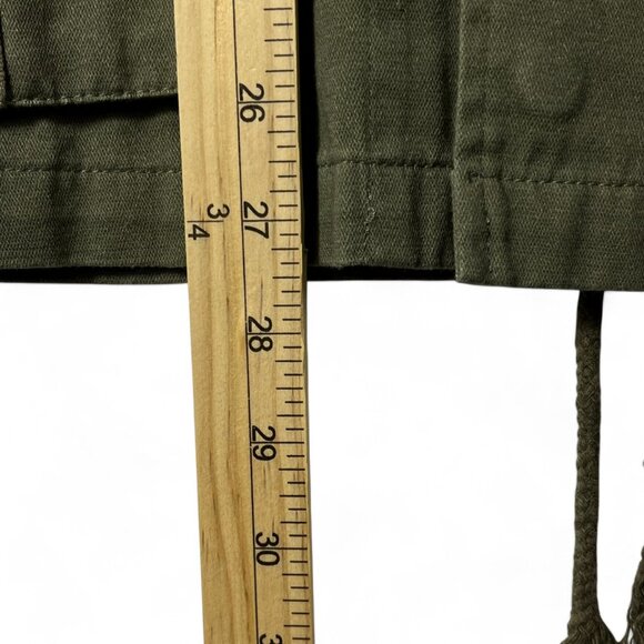 BKE Canvas Jacket Khaki Green Crochet Applique Sudded Snap Zip Front Long Sleeve - Picture 15 of 15